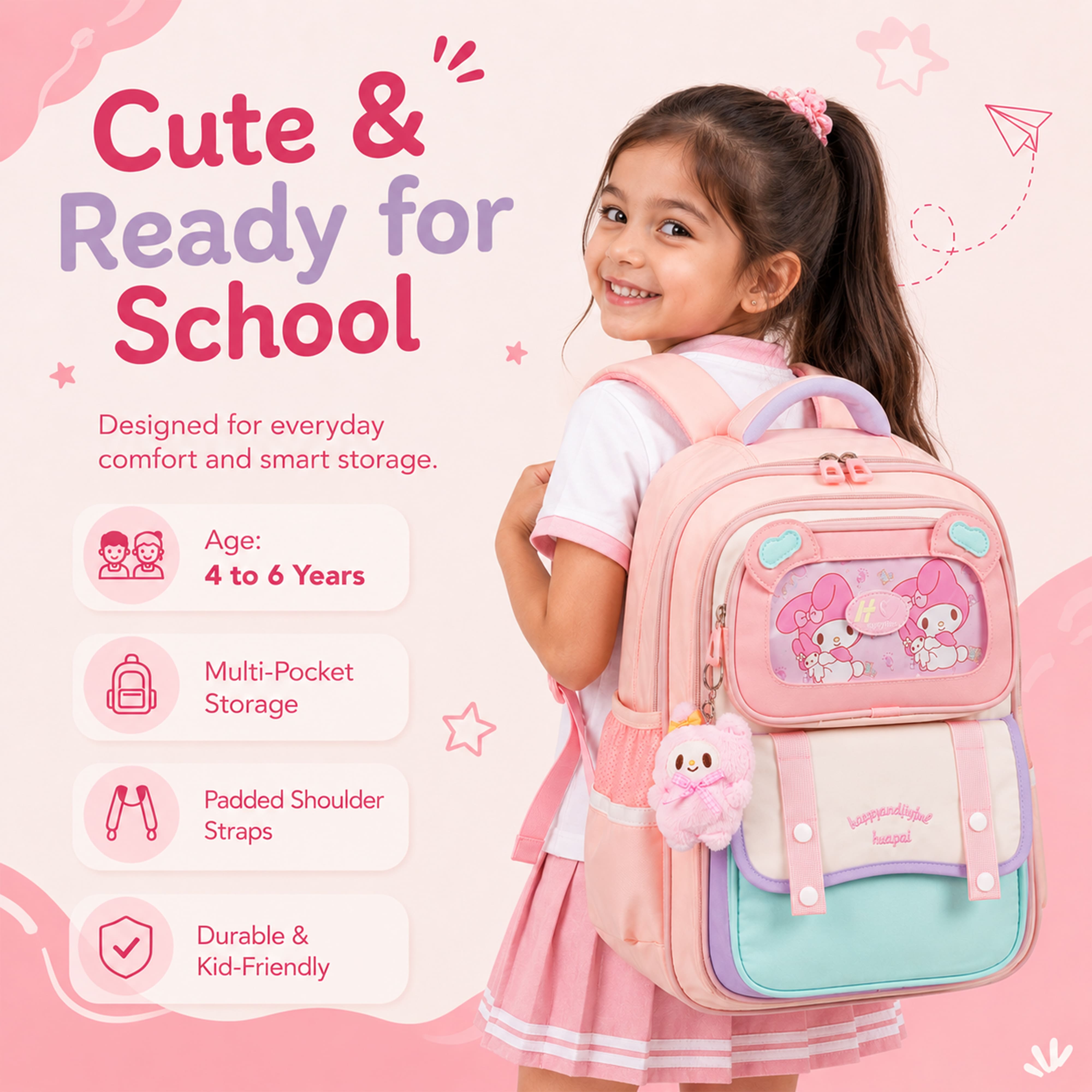 Buy MyneeMoe Explorer Kids School Backpack – Water-Resistant & Spacious School Bag (Pink) - School Bag at MyneeMoe Online In India