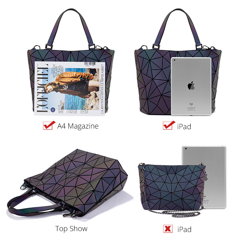 Buy MyneeMoe Lovevook Women's Luminous Geometric Handbag Set - 3-Piece Tote, Crossbody & Wallet - Travel & Tote Bags at MyneeMoe Online In India
