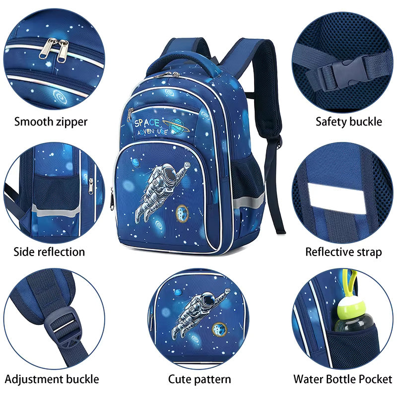 Buy Space Adventure Print Large Capacity Waterproof School Bag - Galaxy-Themed Backpack at MyneeMoe Online In India