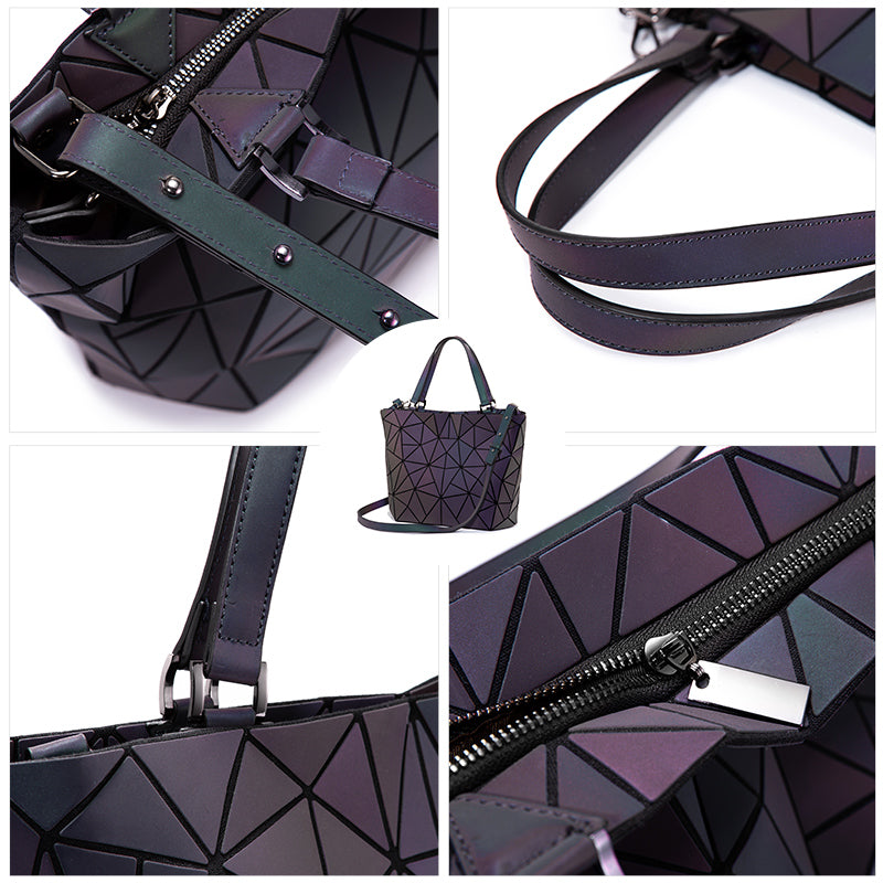 Buy MyneeMoe Lovevook Women's Luminous Geometric Handbag Set - 3-Piece Tote, Crossbody & Wallet - Travel & Tote Bags at MyneeMoe Online In India