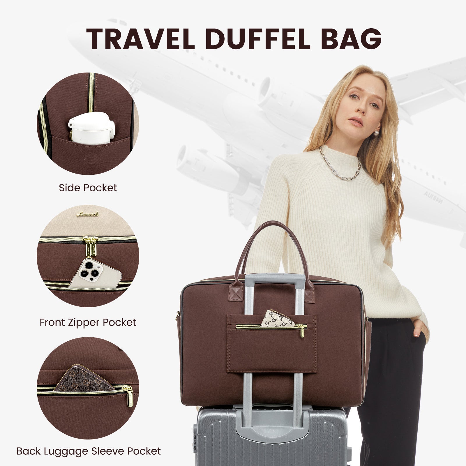 Buy MyneeMoe Lovevook 4-Piece Travel Set Apricot & Brown: Duffel, Shoe Bag, Toiletry Case & Packing Cube - Travel & Tote Bags at MyneeMoe Online In India