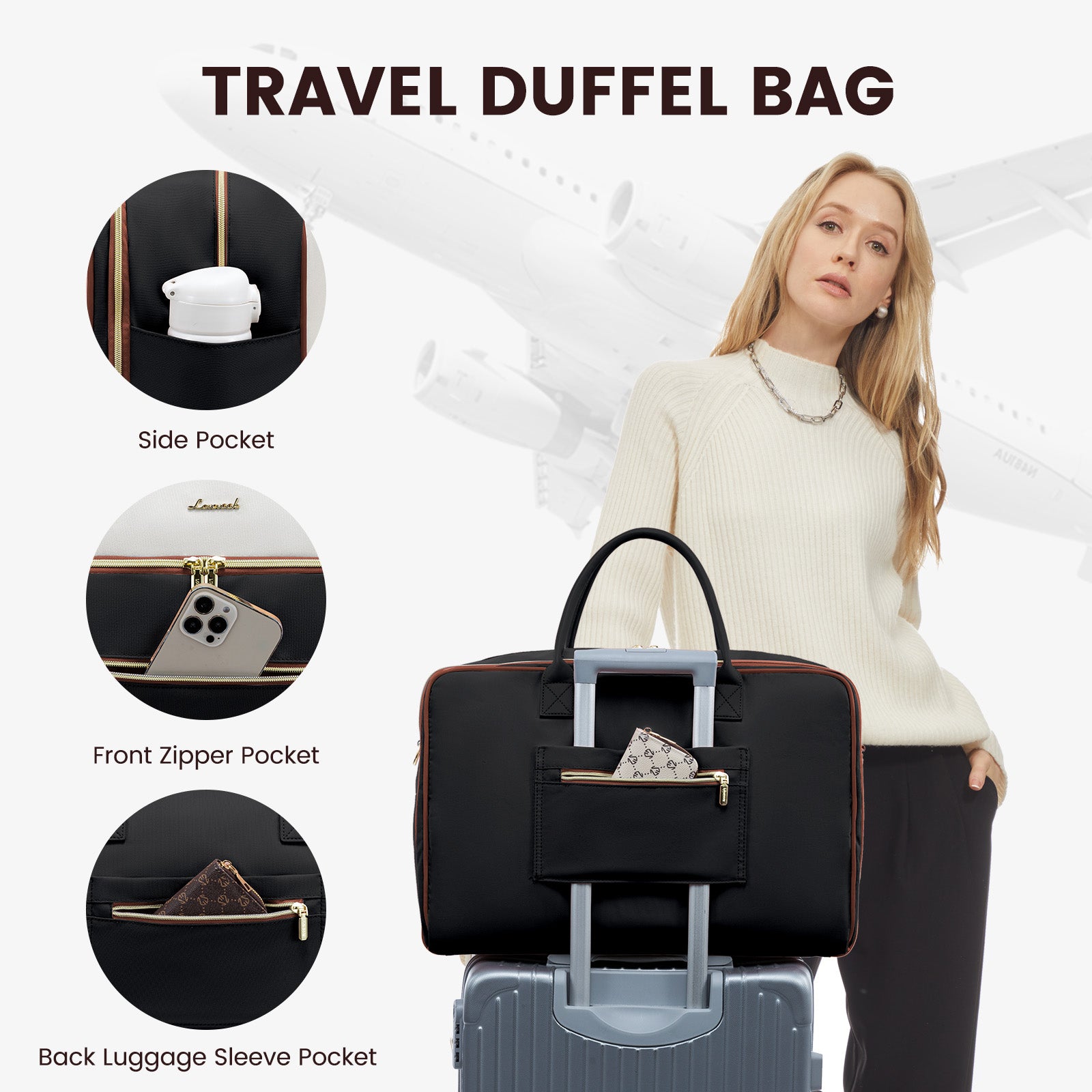 Buy MyneeMoe Lovevook 4-Piece Travel Set Beige & Black: Duffel, Shoe Bag, Toiletry Case & Packing Cube - Travel & Tote Bags at MyneeMoe Online In India