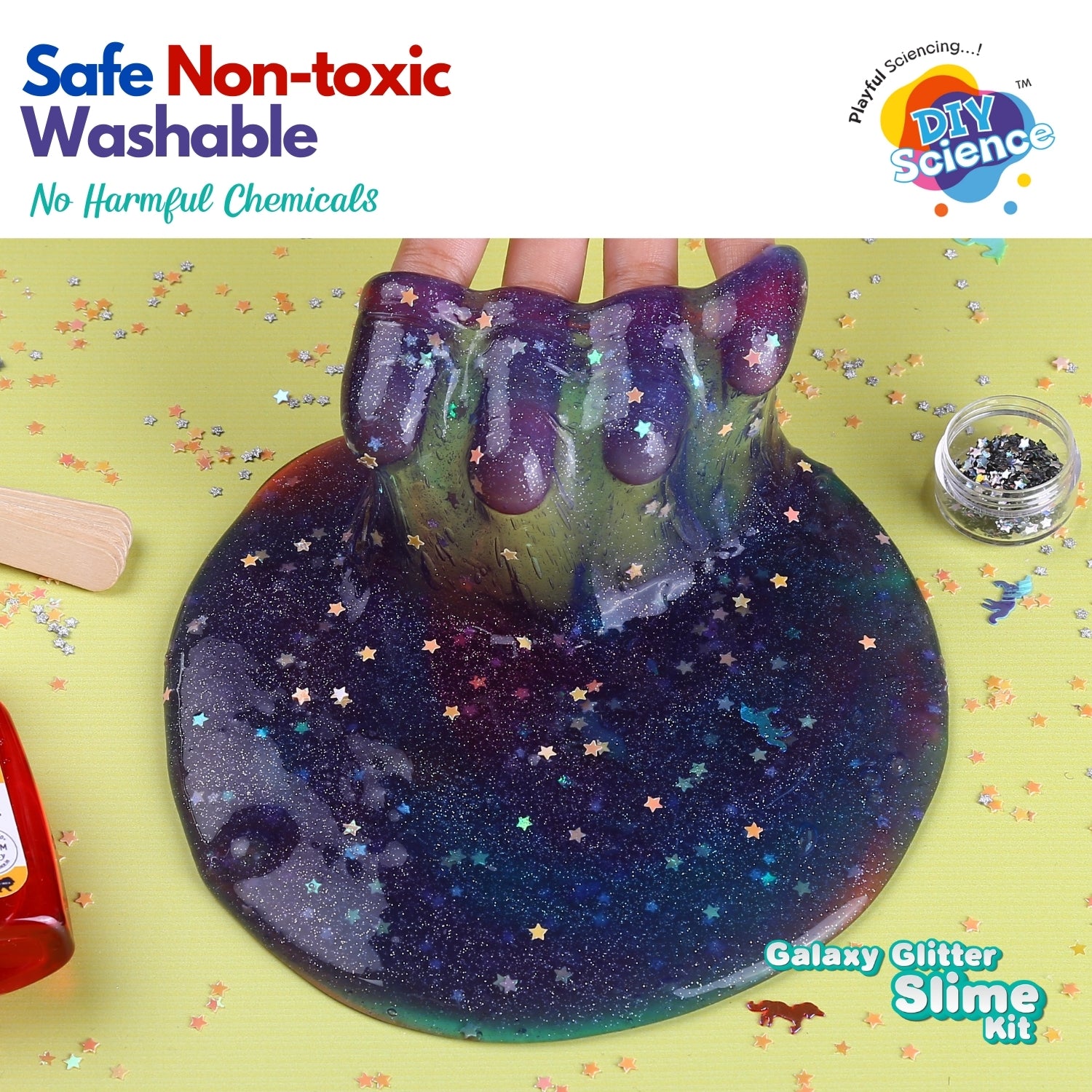 Buy Diy Science Galaxy Glitter Slime Kit (Texture Sparkling Clear Slime) at Myneemoe Online In India