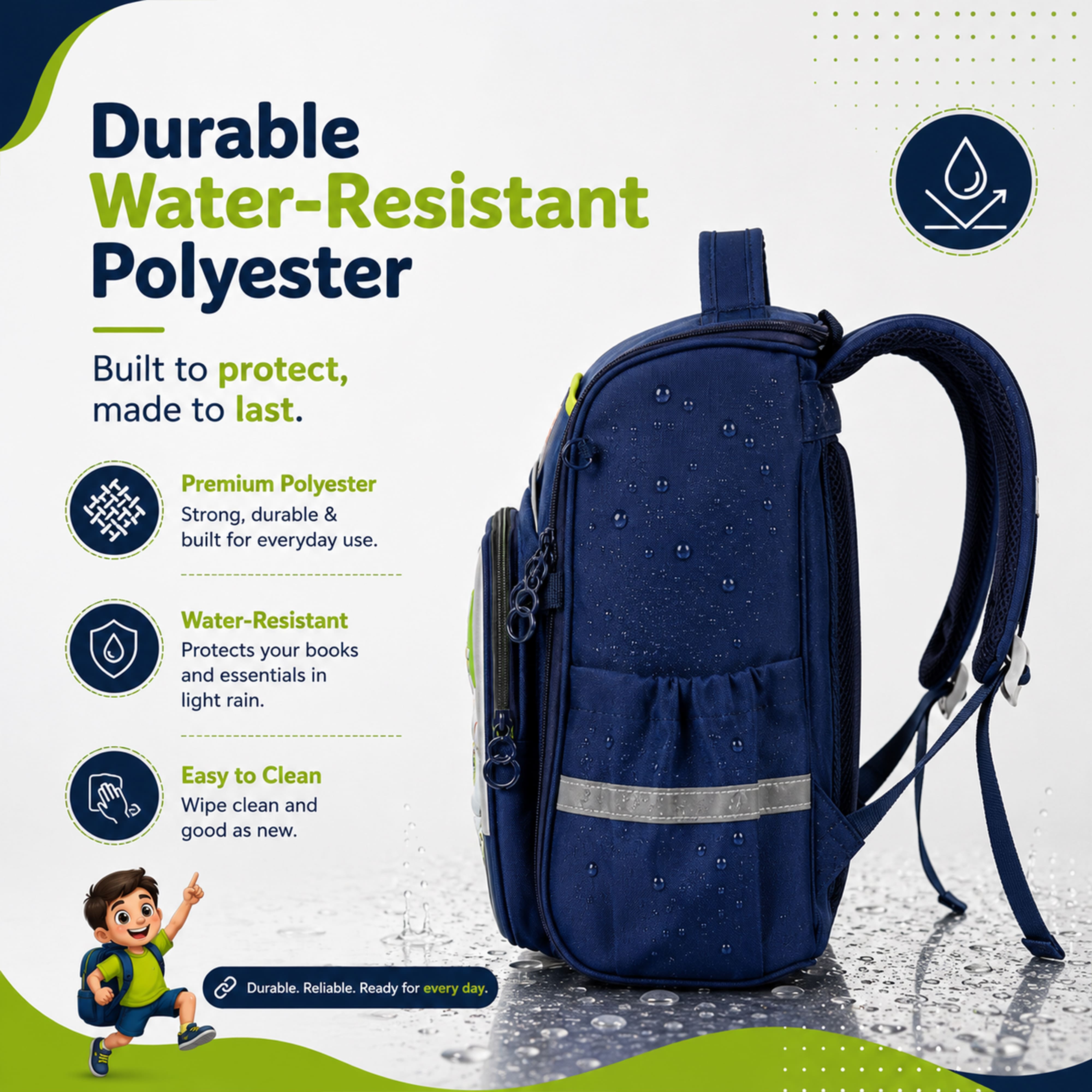 Young Minds Kids Backpack – Durable, Stylish & Spacious School Bag (Blue)