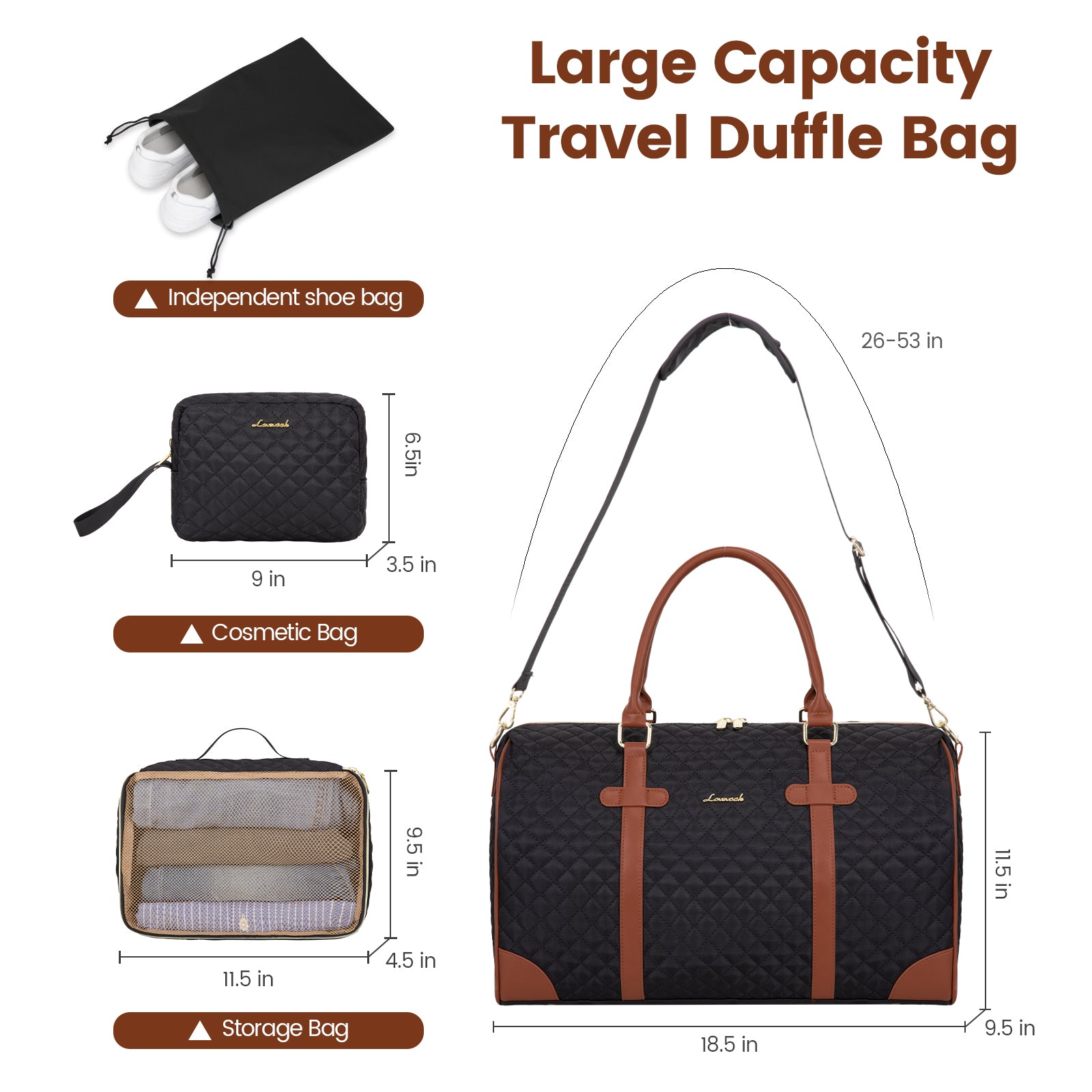 Buy MyneeMoe Lovevook All-in-One 3-Piece Black Travel Set for Weekend Escapes - Travel & Tote Bags at MyneeMoe Online In India