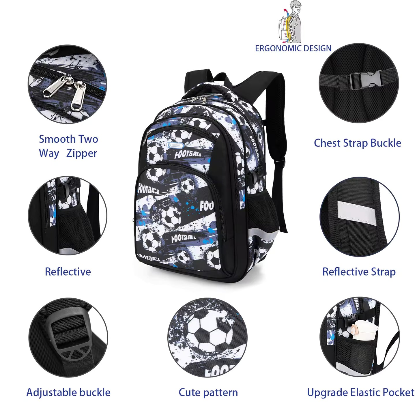 Buy Champ’s Choice Football Print School Bag - Waterproof, Large Capacity Backpack at MyneeMoe Online In India