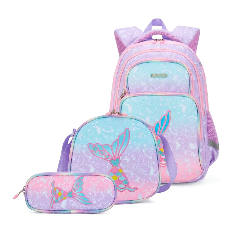 Buy Wonderland Mermaid & Unicorn School Bag Combo - Backpack, Lunch Bag & Pencil Case Mermaid at MyneeMoe Online In India