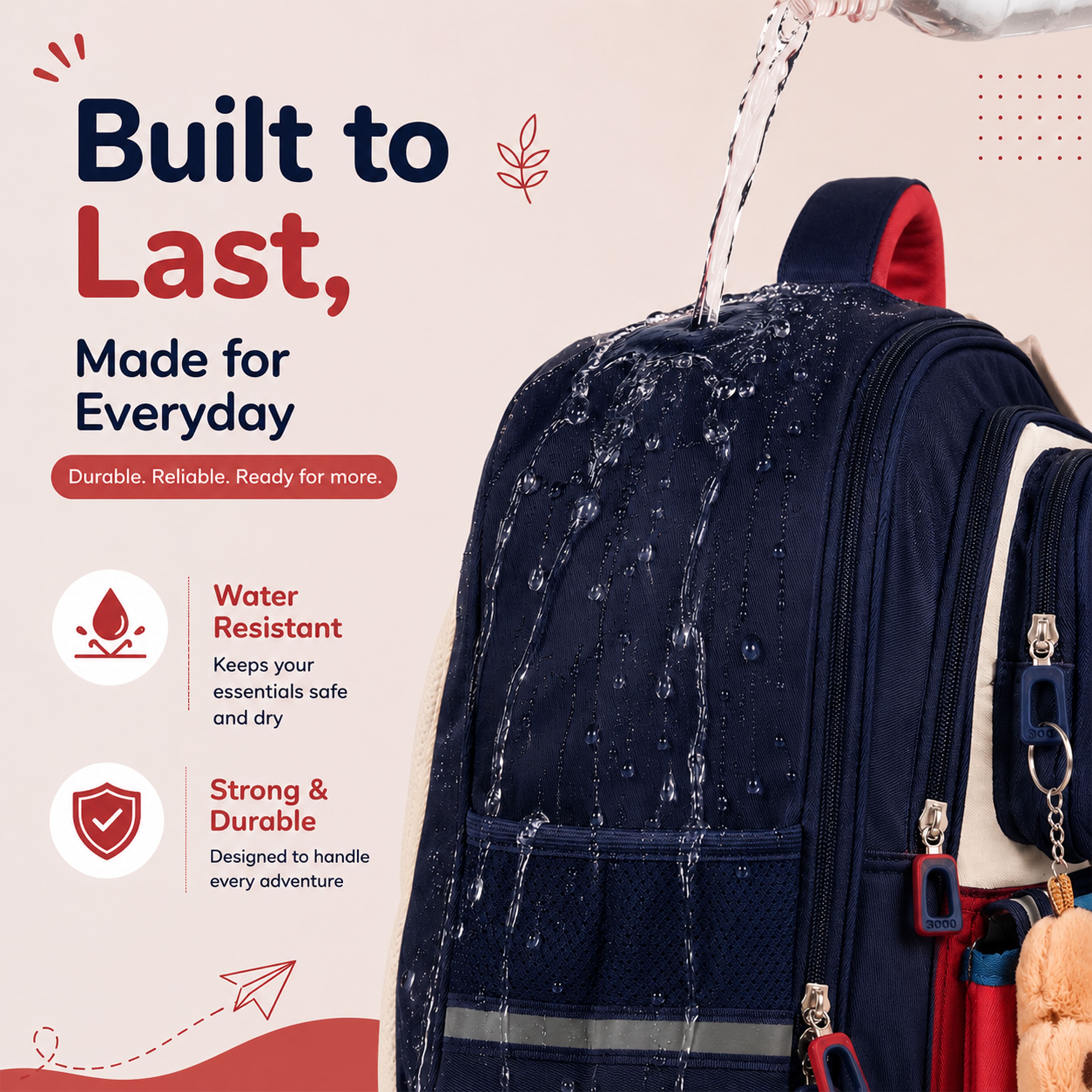 Buy MyneeMoe Explorer Kids School Backpack – Water-Resistant & Spacious School Bag (Blue & Red) - School Bag at MyneeMoe Online In India