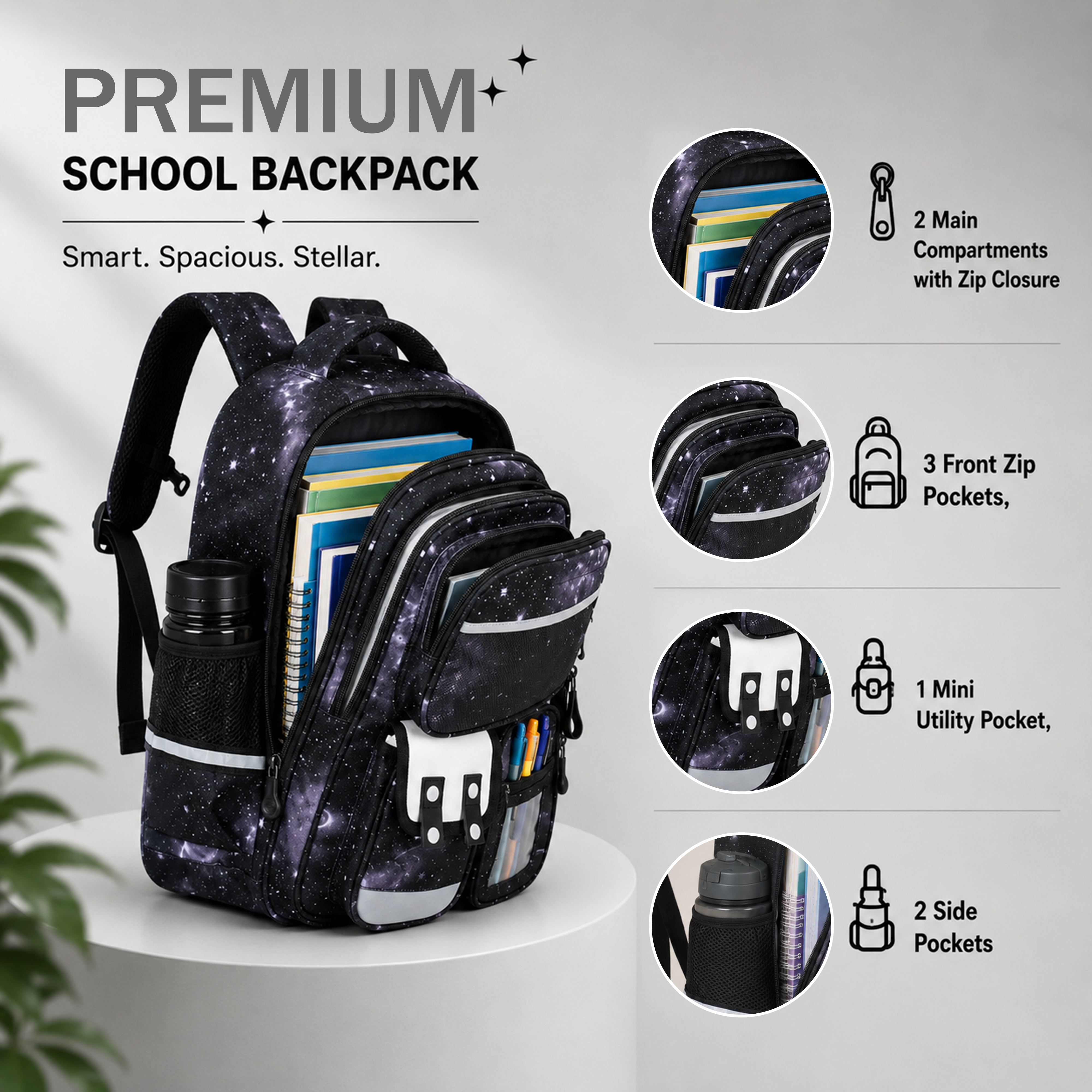 Buy MyneeMoe Brainy Bundle Galaxy Kids Backpack – Durable, Stylish & Spacious School Bag (Age 4–6Y) - School Bag at MyneeMoe Online In India