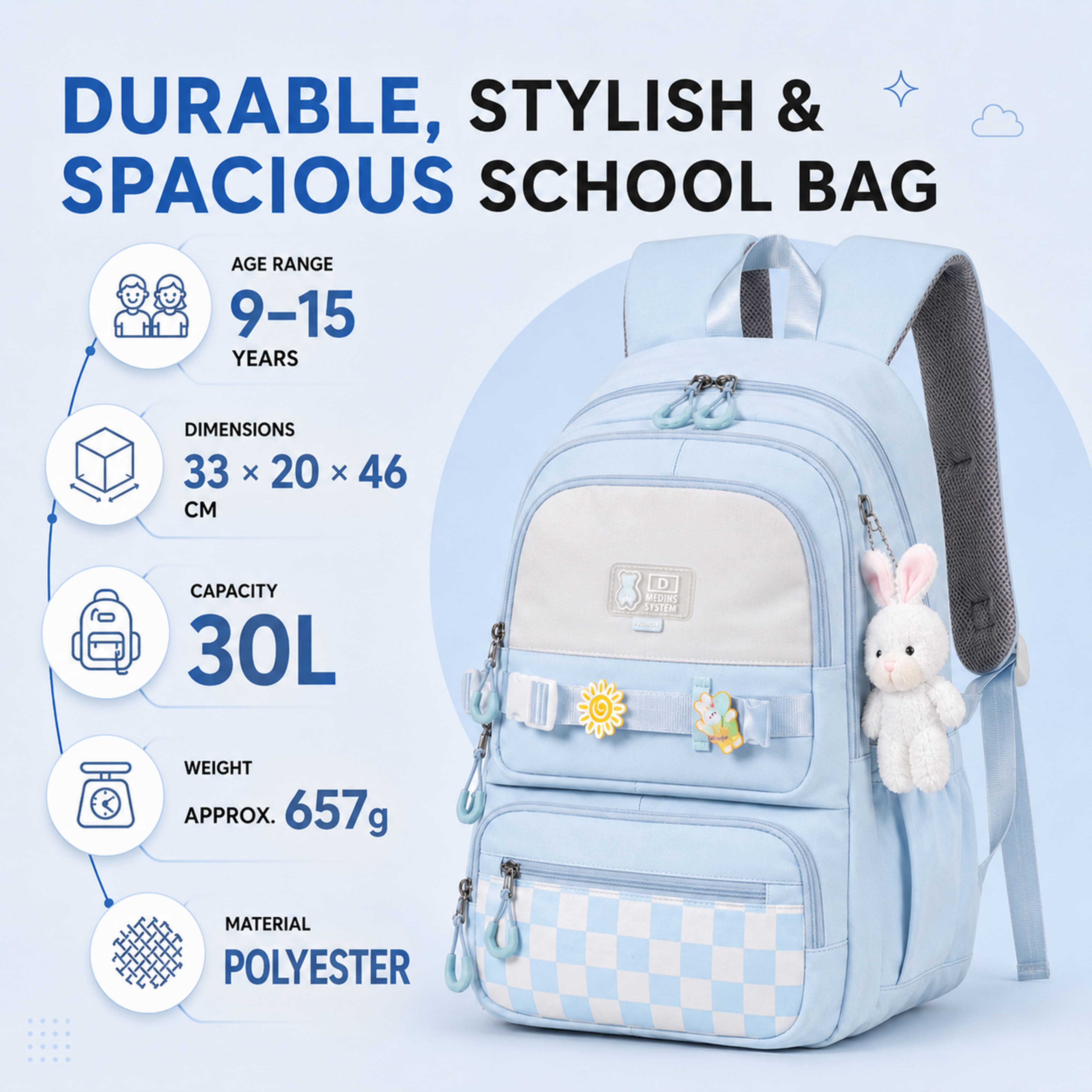 Buy MyneeMoe Sweet Pastel Girls Backpack – Durable, Stylish & Spacious School Bag (Age 9-15Y) - School Bag at MyneeMoe Online In India