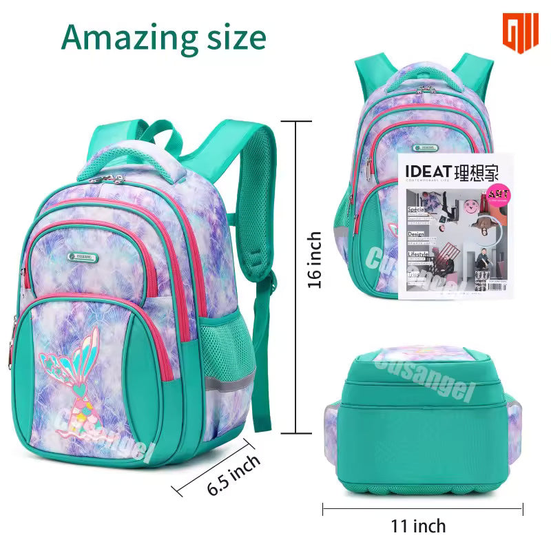 Buy Magical Mermaid & Unicorn Print School Bag - Waterproof & Spacious Backpack for Kids at MyneeMoe Online In India