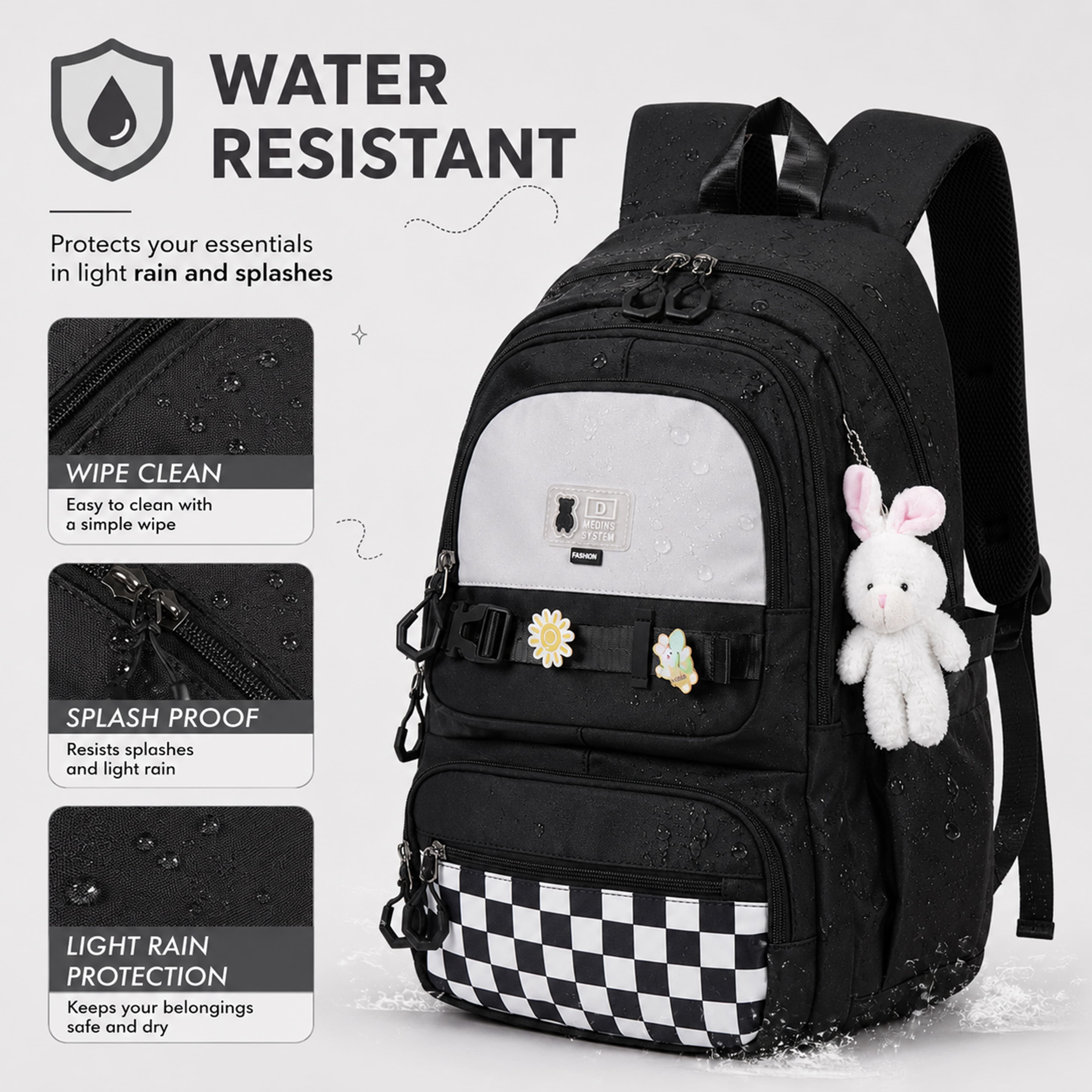 Buy MyneeMoe Sweet Pastel Girls Backpack – Durable, Stylish & Spacious School Bag (Black) - School Bag at MyneeMoe Online In India