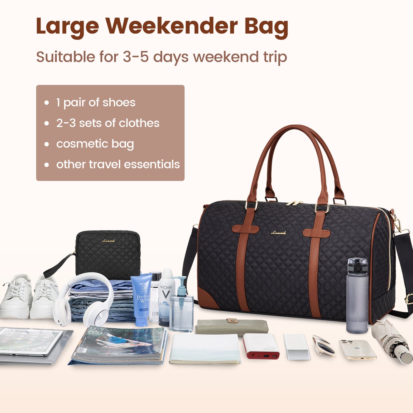 Lovevook All-in-One 3-Piece Travel Set for Weekend Escapes