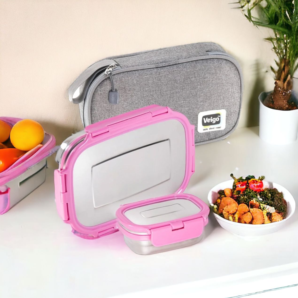 Buy Jumbo Steel Lunch Box Set with Pouch at Myneemoe Online In India