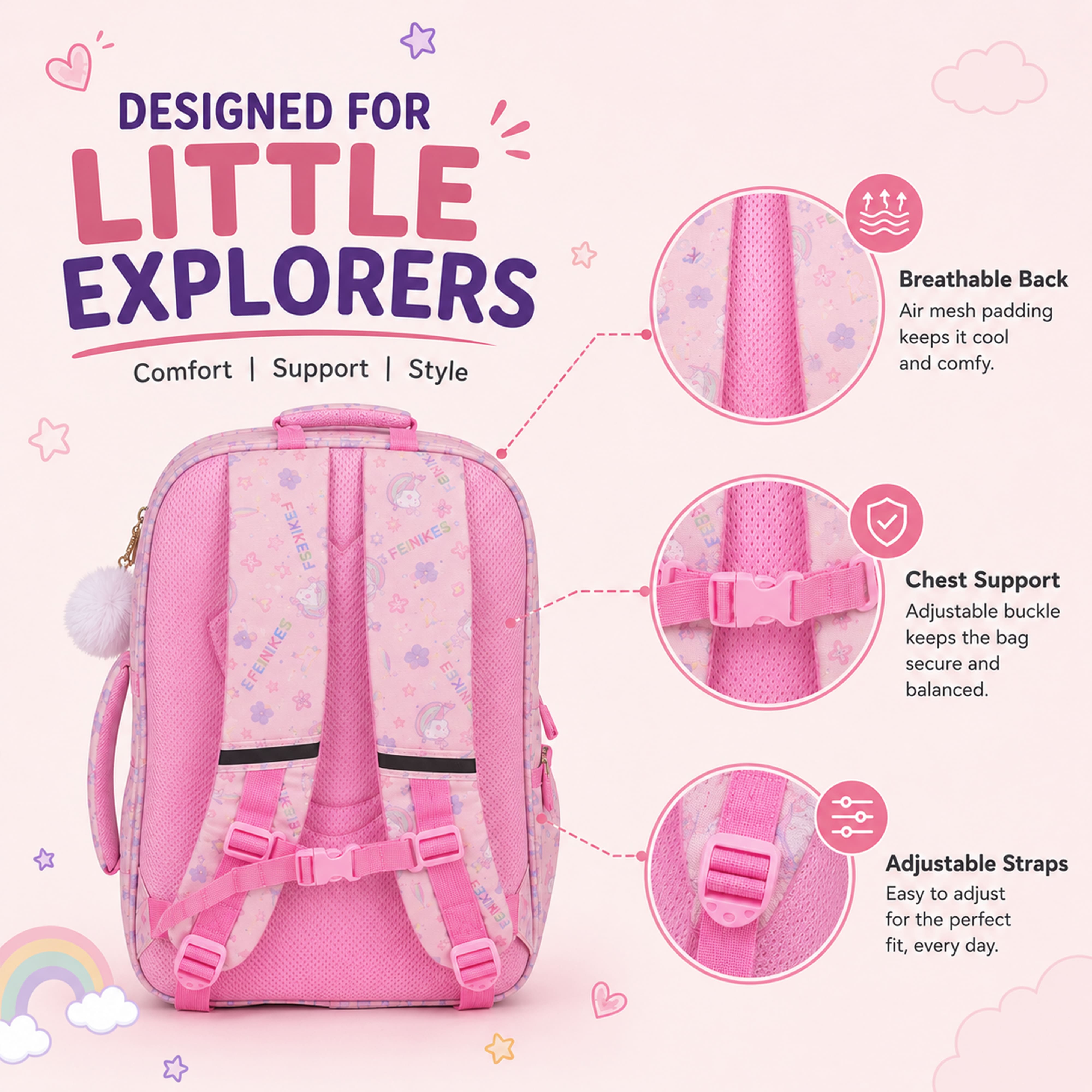 Buy MyneeMoe Rainbow Blossom School Backpack - Stylish, Durable & Waterproof Backpack - School Bag at MyneeMoe Online In India