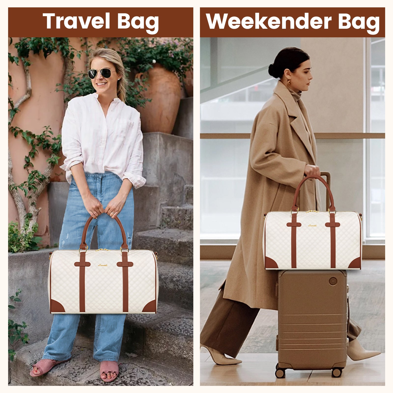 Buy MyneeMoe Lovevook All-in-One 3-Piece Beige & Brown Travel Set for Weekend Escapes - Travel & Tote Bags at MyneeMoe Online In India