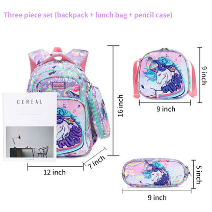 Buy Wonderland Mermaid & Unicorn School Bag Combo - Backpack, Lunch Bag & Pencil Case at MyneeMoe Online In India