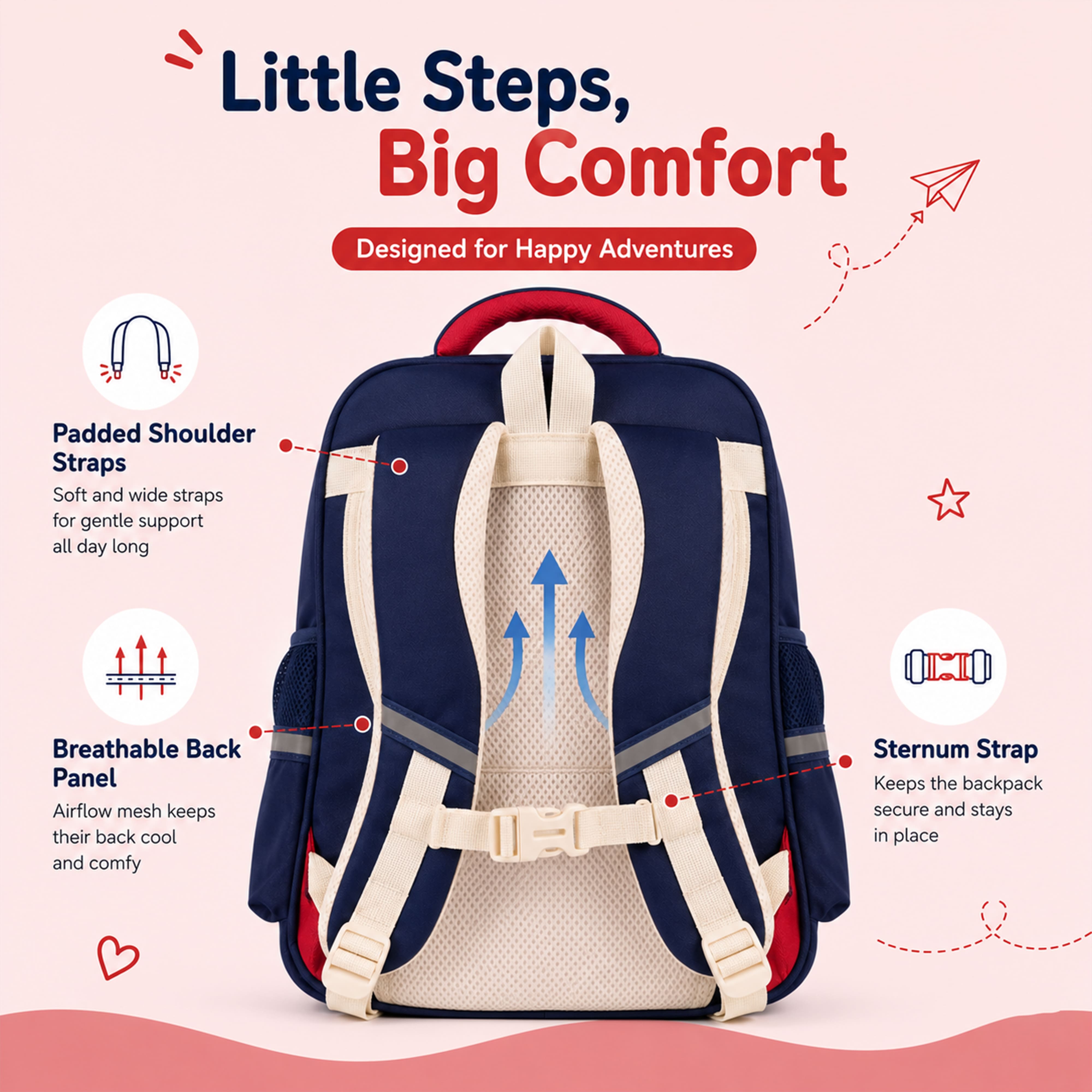 Buy MyneeMoe Explorer Kids School Backpack – Water-Resistant & Spacious School Bag (Blue & Red) - School Bag at MyneeMoe Online In India