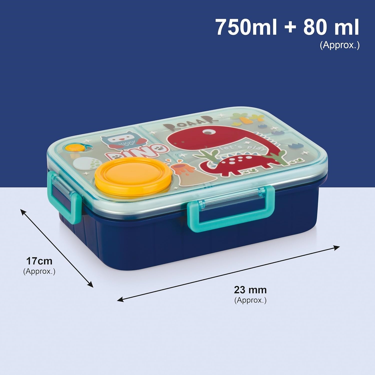 Buy MyneeMoe TiffyTales 3 Compartment Stainless Steel Bento Lunch Box With Cutlery - Draft at MyneeMoe Online In India