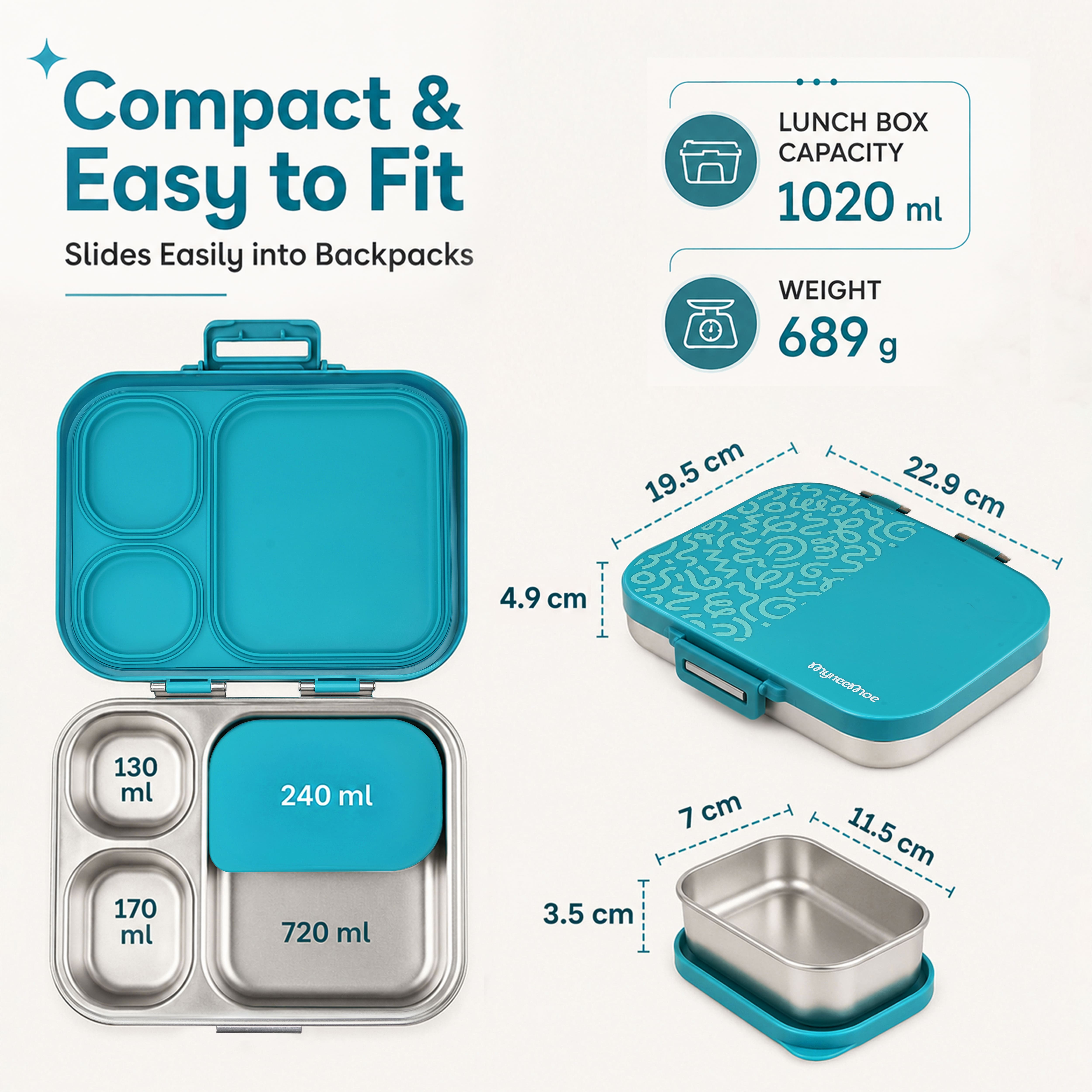 Buy MyneeMoe Cubix Stainless Steel Bento Lunch Box - Abstract - at MyneeMoe Online In India
