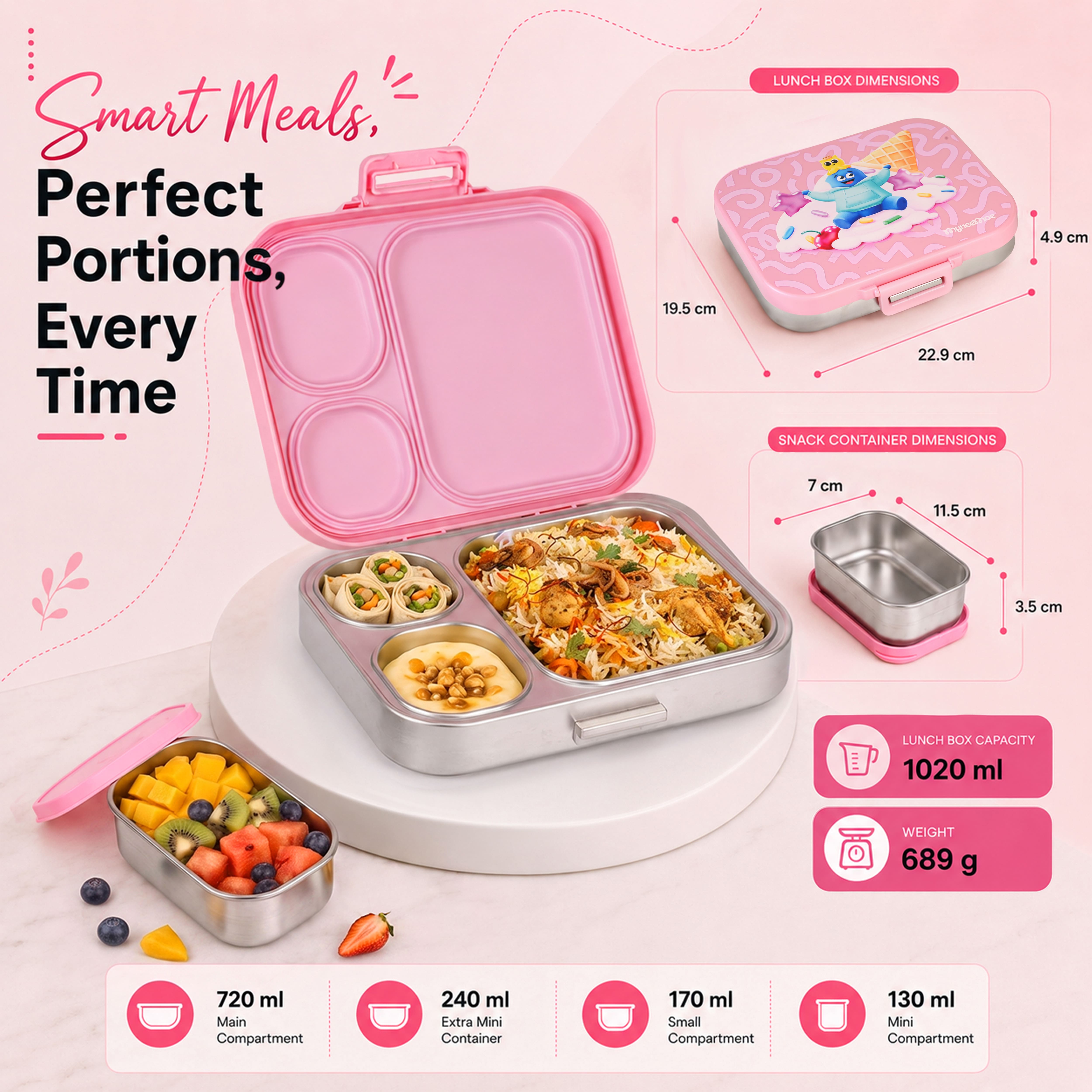 Cubix Stainless Steel Bento Lunch Box - Candy Dream