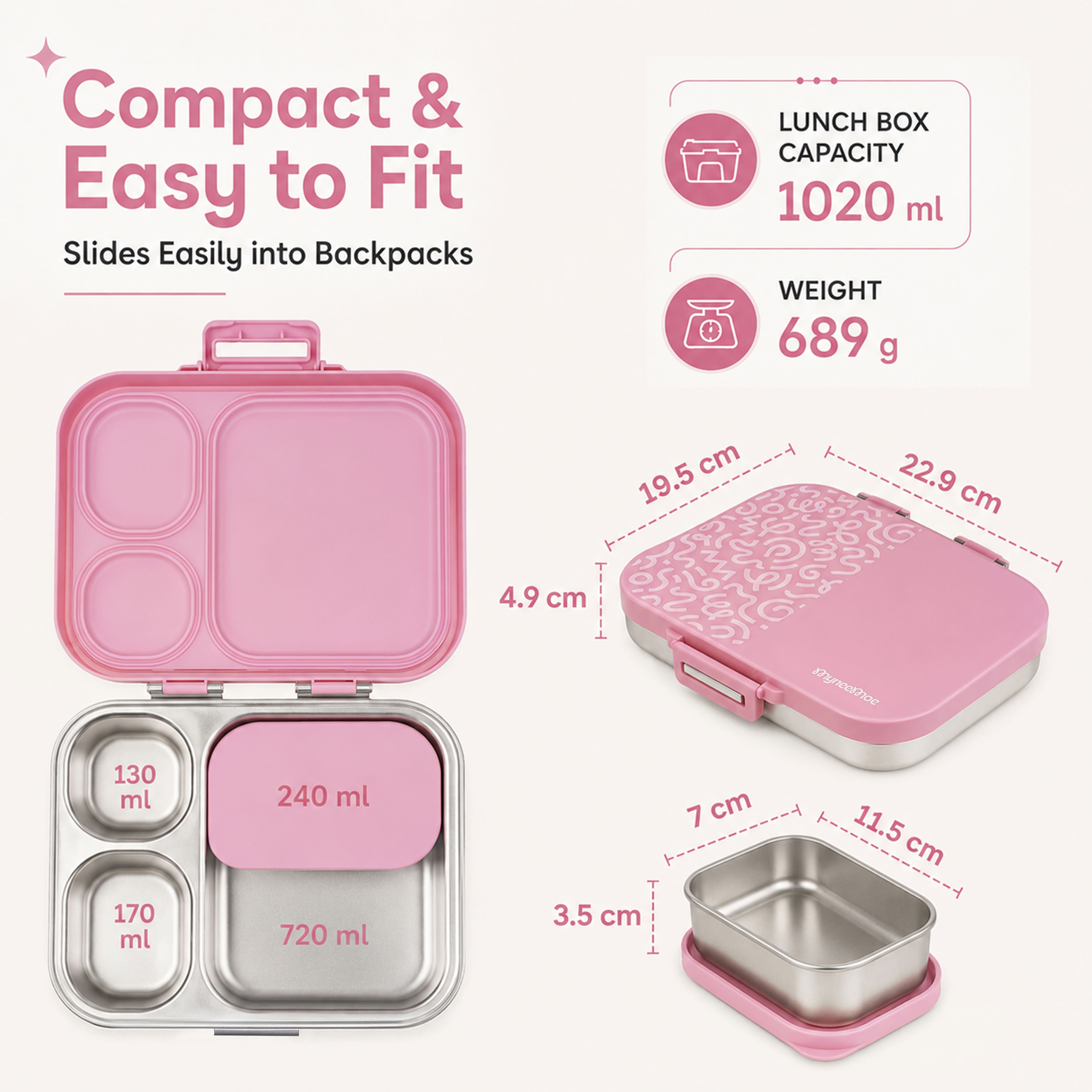 Buy MyneeMoe Cubix Stainless Steel Bento Lunch Box - Abstract - at MyneeMoe Online In India