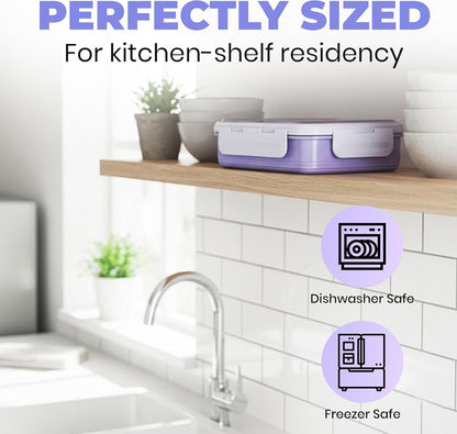 Hearty Meal 4 Compartment Stainless Steel Bento Lunch Box with Bowl