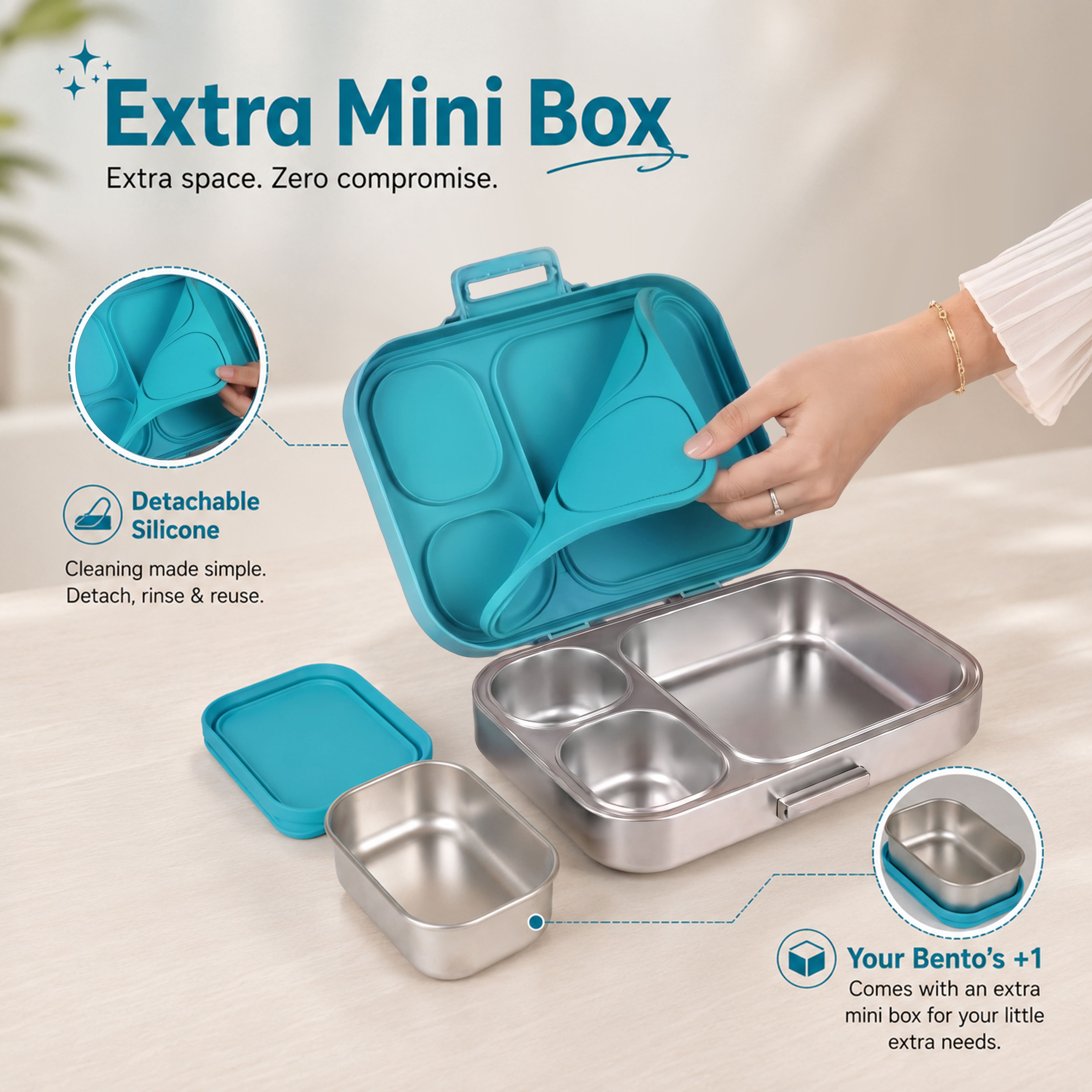 Cubix Stainless Steel Bento Lunch Box - Space Explorer