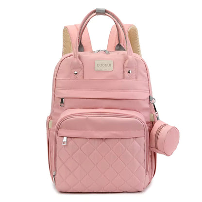 Buy Fashionable Mommy Diaper Bag - Large Capacity Travel Backpack with Insulated Pockets Pink at MyneeMoe Online In India