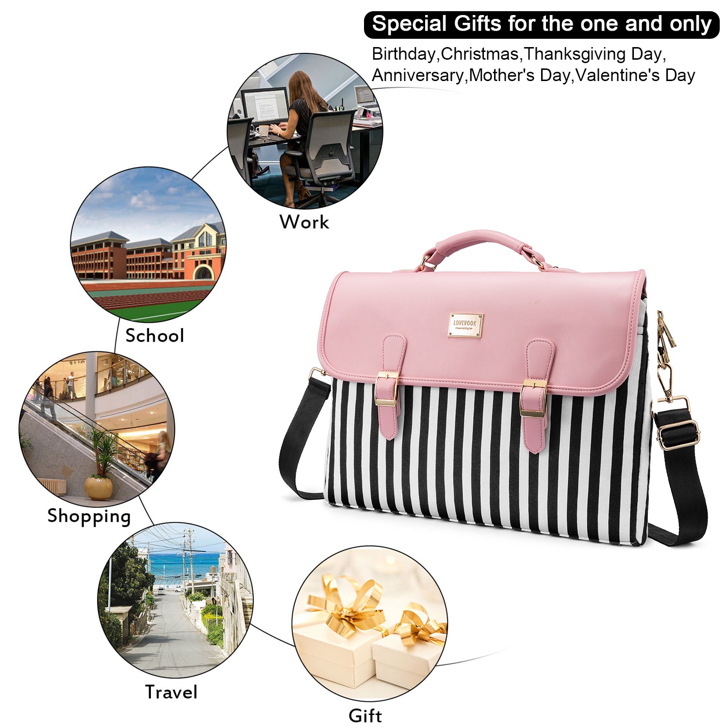 Buy MyneeMoe Lovevook Women's Laptop Bag Pink - Elegant Design with Multiple Compartments - Laptop Bag at MyneeMoe Online In India