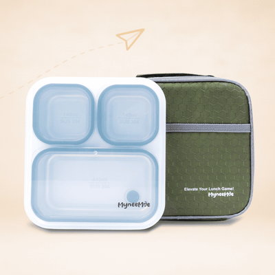 Meal Station 3 Compartment Stainless Steel Bento Lunch Box with Bag