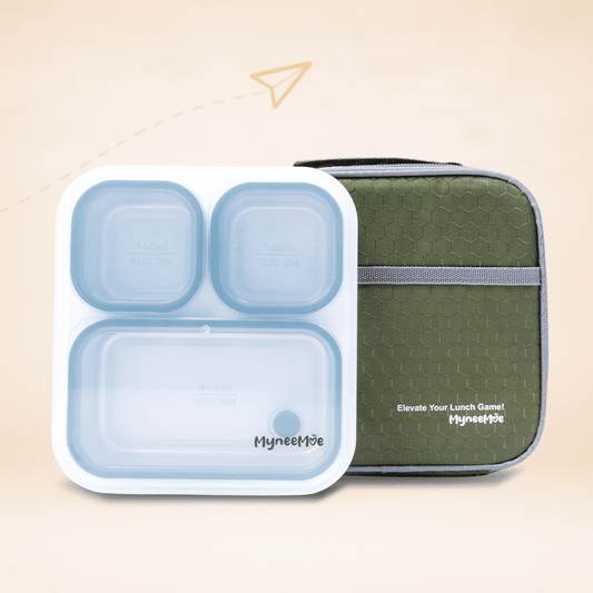 Buy MyneeMoe Meal Station 3 Compartment Stainless Steel Bento Lunch Box with Bag - Bento Lunch Box at MyneeMoe Online In India