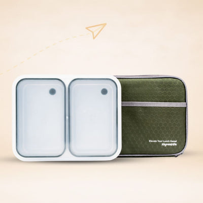 Meal Station 2 Jumbo Compartment Stainless Steel Bento Lunch Box with Bag