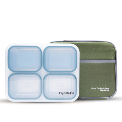Buy MyneeMoe Meal Station 4 Compartment Stainless Steel Bento Lunch Box with Bag Green - Bento Lunch Box at MyneeMoe Online In India
