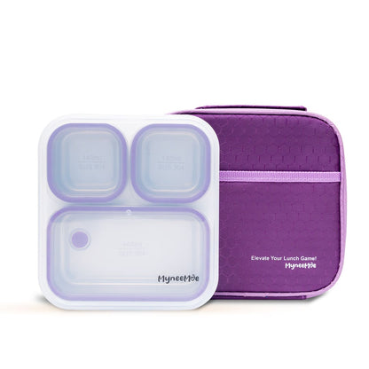 Buy MyneeMoe Meal Station 3 Compartment Stainless Steel Bento Lunch Box with Bag Purple - Bento Lunch Box at MyneeMoe Online In India
