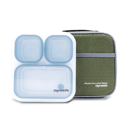 Buy MyneeMoe Meal Station 3 Compartment Stainless Steel Bento Lunch Box with Bag Green - Bento Lunch Box at MyneeMoe Online In India