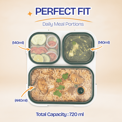 Buy MyneeMoe Meal Station 3 Compartment Stainless Steel Bento Lunch Box with Bag - Bento Lunch Box at MyneeMoe Online In India