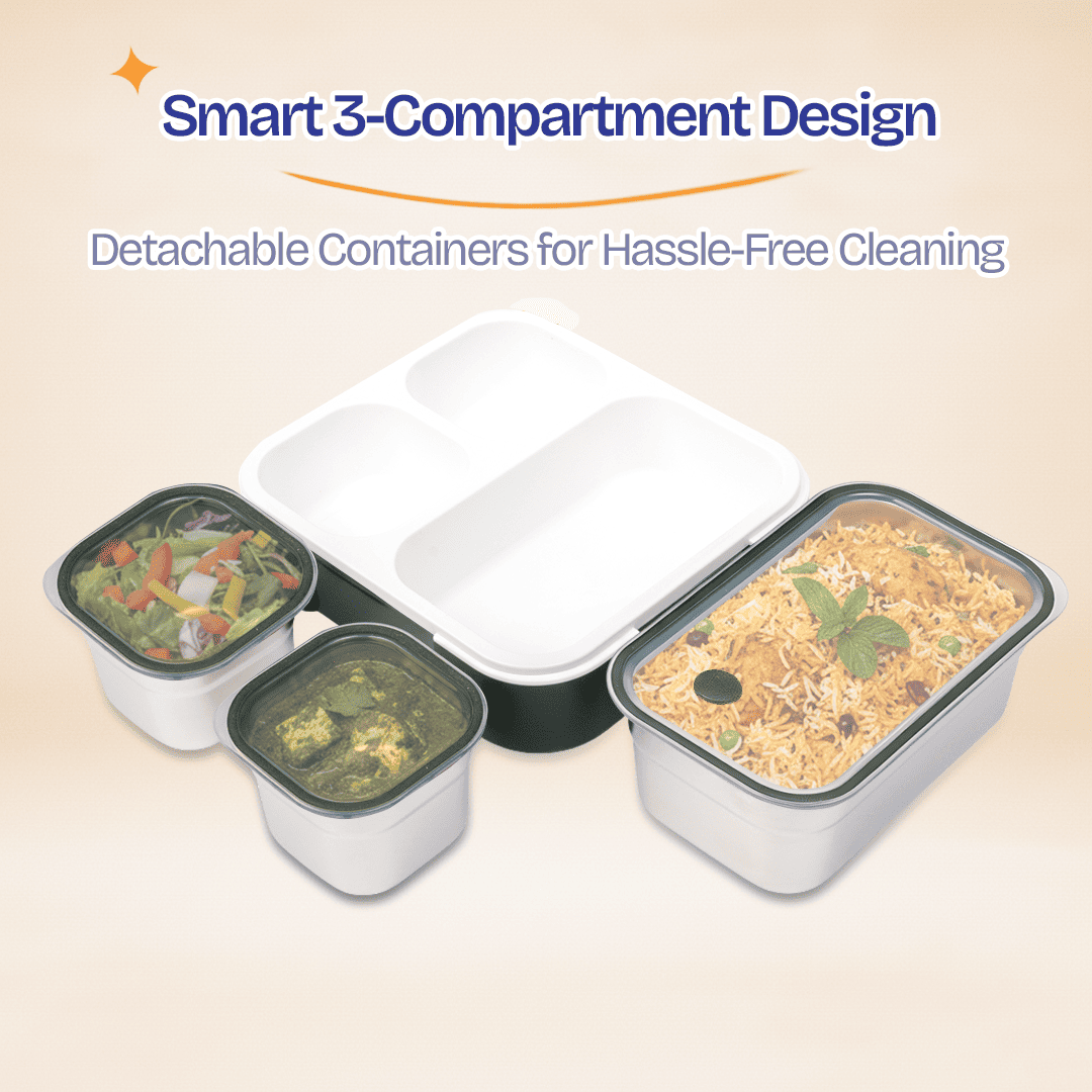 Buy MyneeMoe Meal Station 3 Compartment Stainless Steel Bento Lunch Box with Bag - Bento Lunch Box at MyneeMoe Online In India