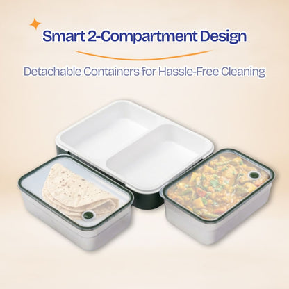 Buy MyneeMoe Meal Station 2 Jumbo Compartment Stainless Steel Bento Lunch Box with Bag - Lunch Box at MyneeMoe Online In India