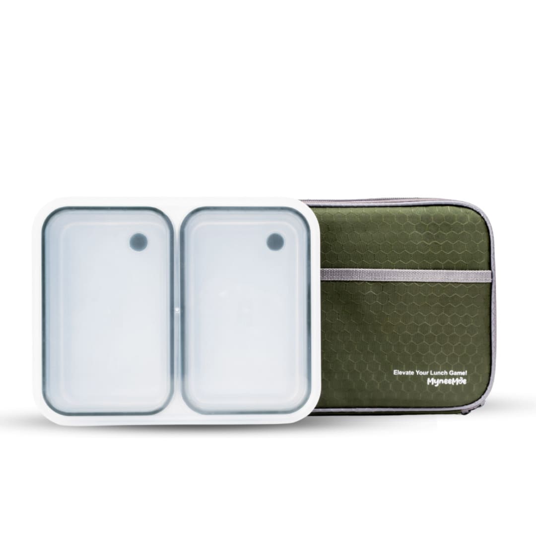Buy MyneeMoe Meal Station 2 Jumbo Compartment Stainless Steel Bento Lunch Box with Bag Green - Lunch Box at MyneeMoe Online In India