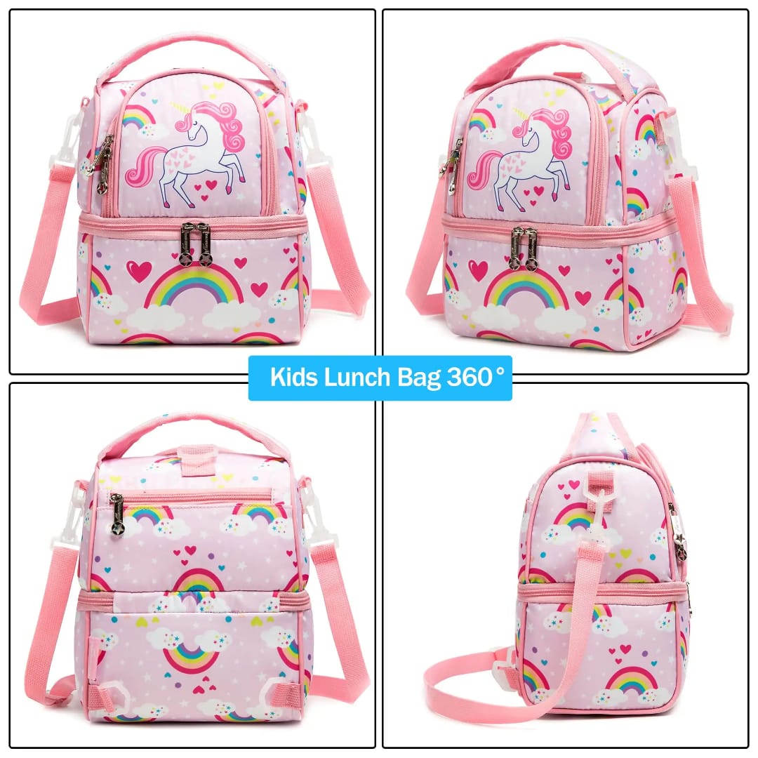 Buy MyneeMoe FrescoPack Insulated Lunch Bag – Double Compartments, Waterproof & Stylish (Unicorn, Pink) - Lunch Bag at MyneeMoe Online In India
