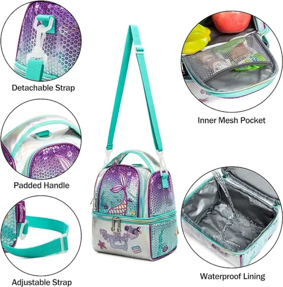 Buy MyneeMoe FrescoPack Insulated Lunch Bag – Double Compartments, Waterproof & Stylish (Mermaid) - Lunch Bag at MyneeMoe Online In India