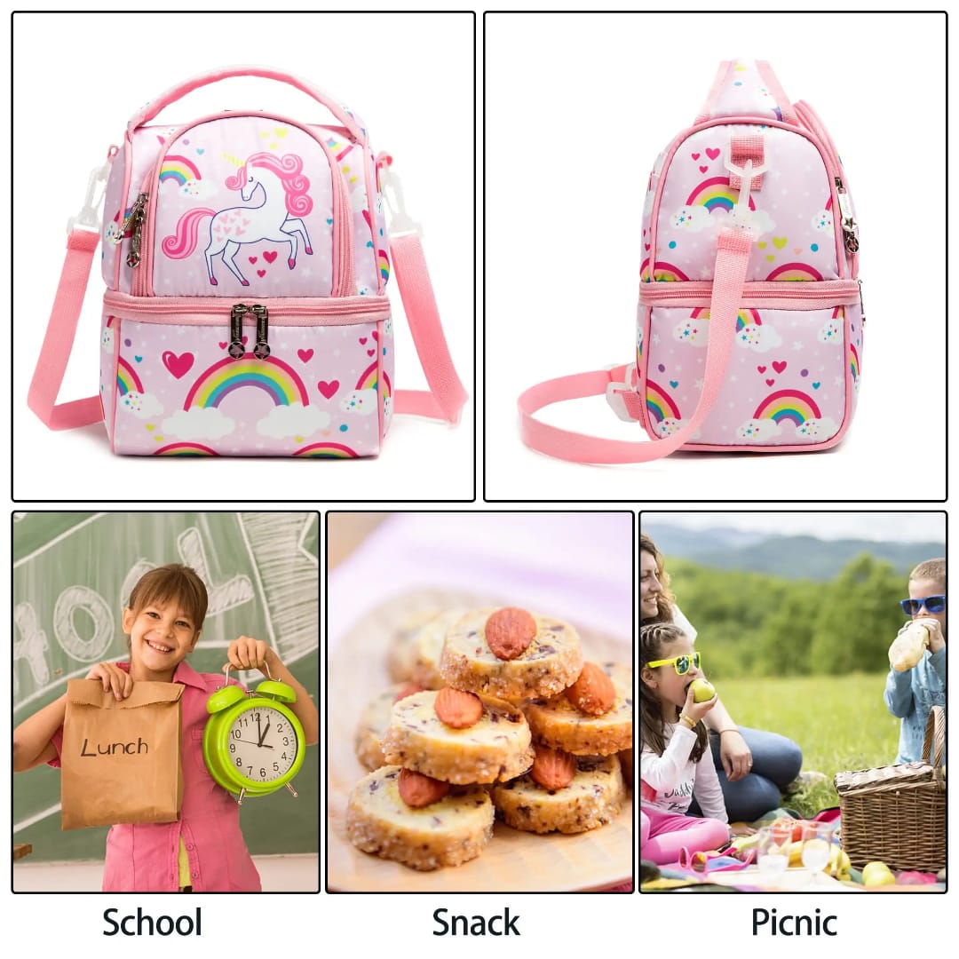 Buy MyneeMoe FrescoPack Insulated Lunch Bag – Double Compartments, Waterproof & Stylish (Unicorn, Pink) - Lunch Bag at MyneeMoe Online In India