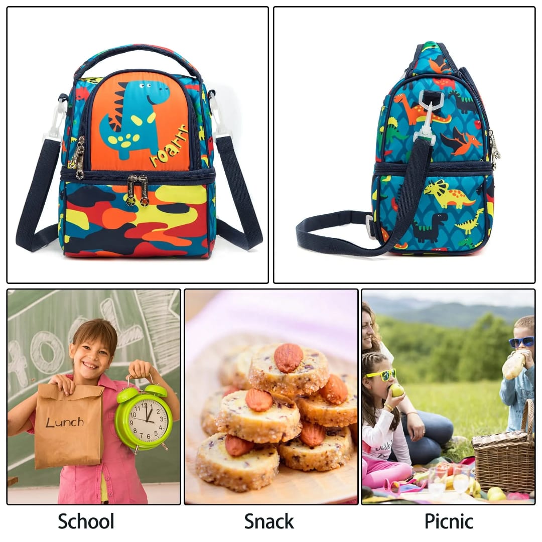 Buy MyneeMoe FrescoPack Insulated Lunch Bag – Double Compartments, Waterproof & Stylish (Dino) - Lunch Bag at MyneeMoe Online In India