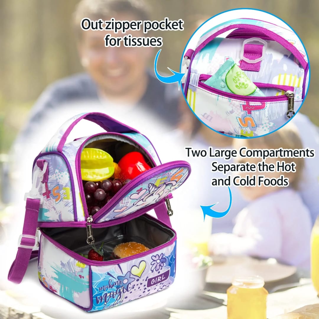 Buy MyneeMoe FrescoPack Insulated Lunch Bag – Double Compartments, Waterproof & Stylish (Unicorn, Purple) - Lunch Bag at MyneeMoe Online In India
