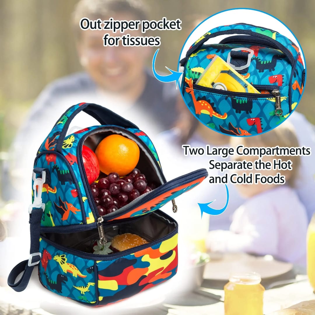 Buy MyneeMoe FrescoPack Insulated Lunch Bag – Double Compartments, Waterproof & Stylish (Dino) - Lunch Bag at MyneeMoe Online In India