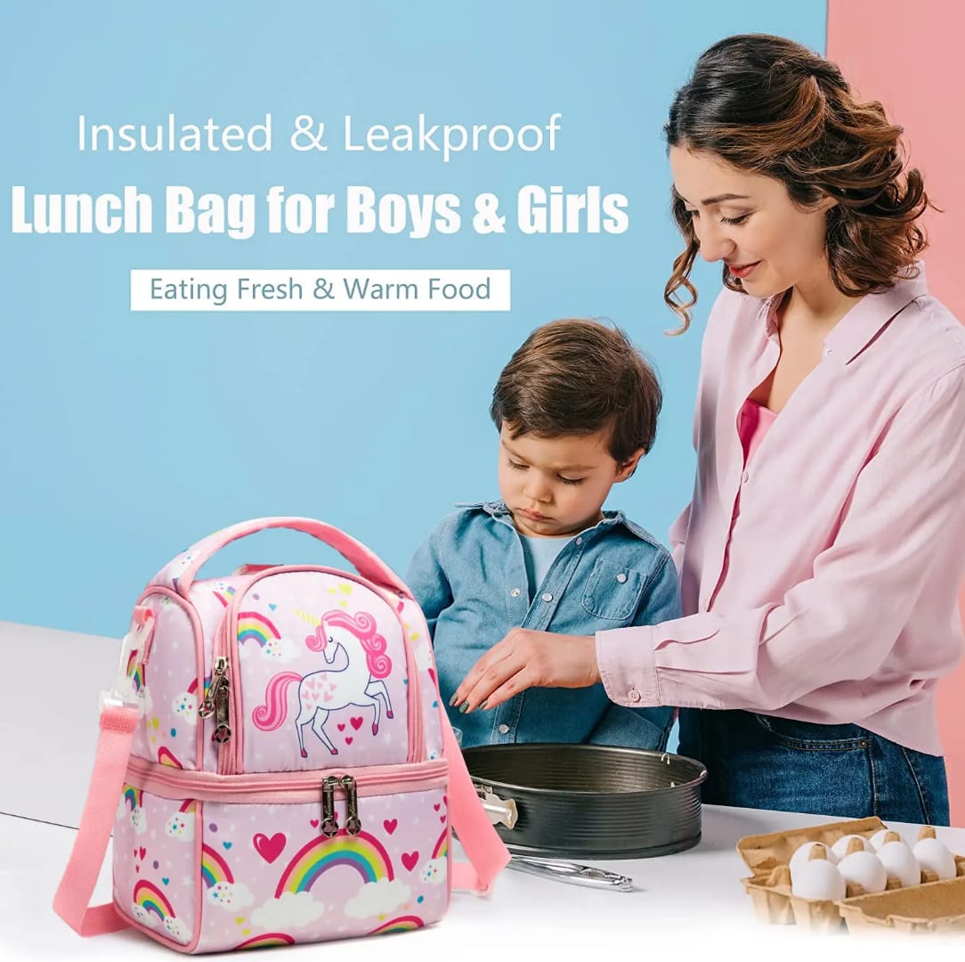 Buy MyneeMoe FrescoPack Insulated Lunch Bag – Double Compartments, Waterproof & Stylish (Unicorn, Pink) - Lunch Bag at MyneeMoe Online In India