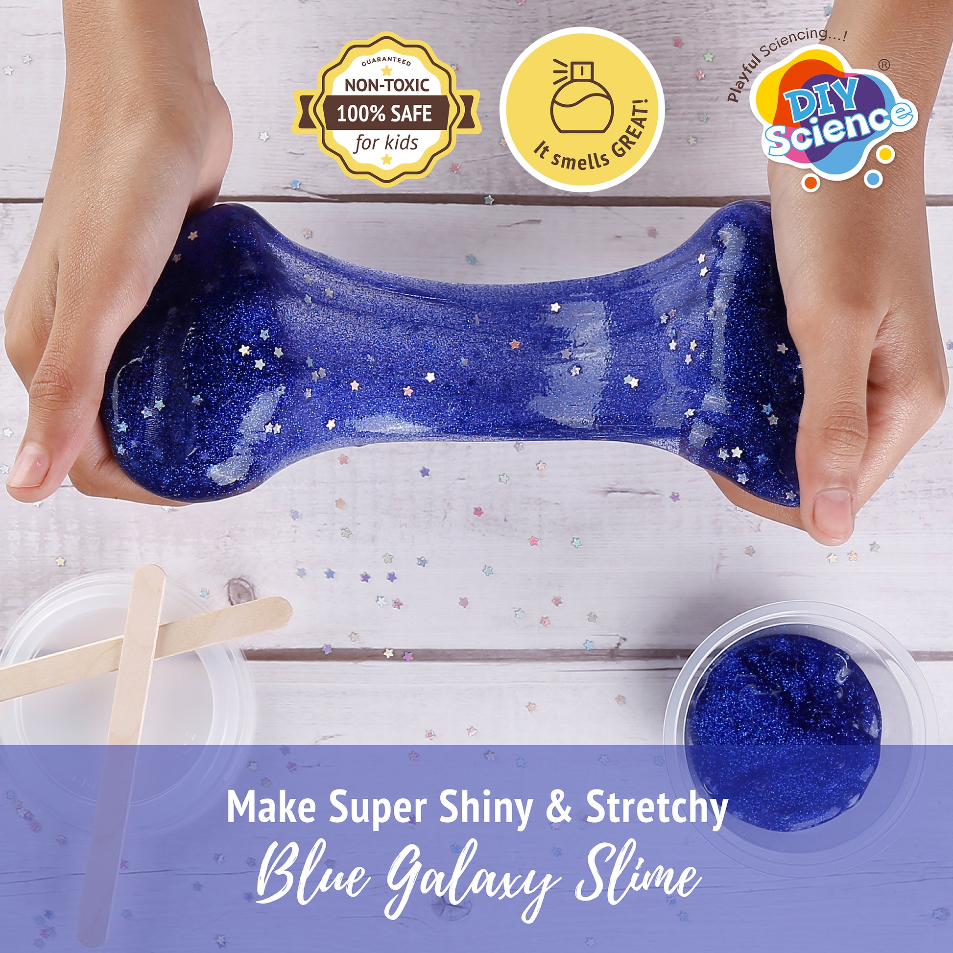 Buy Diy Science Blue Galaxy Cup Slime Kit (Texture Sparkling Clear Slime) at Myneemoe Online In India