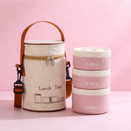 Buy MyneeMoe LunchMate 3 Compartment Stainless Steel Lunch Box with Bag Microwave Safe - Insulated Lunch Bag Box at MyneeMoe Online In India