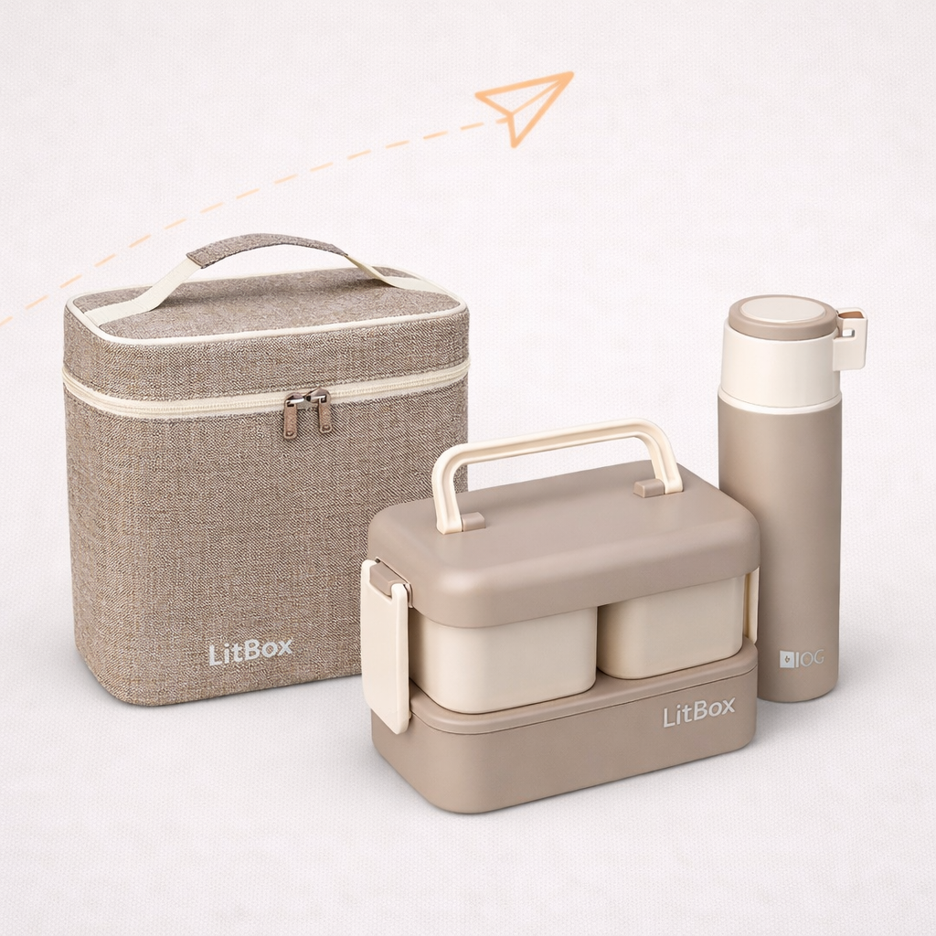 Buy MyneeMoe LitBox 3 Compartment Stainless Steel Lunch Box With Insulated Lunch Bag - Lunch Box at MyneeMoe Online In India